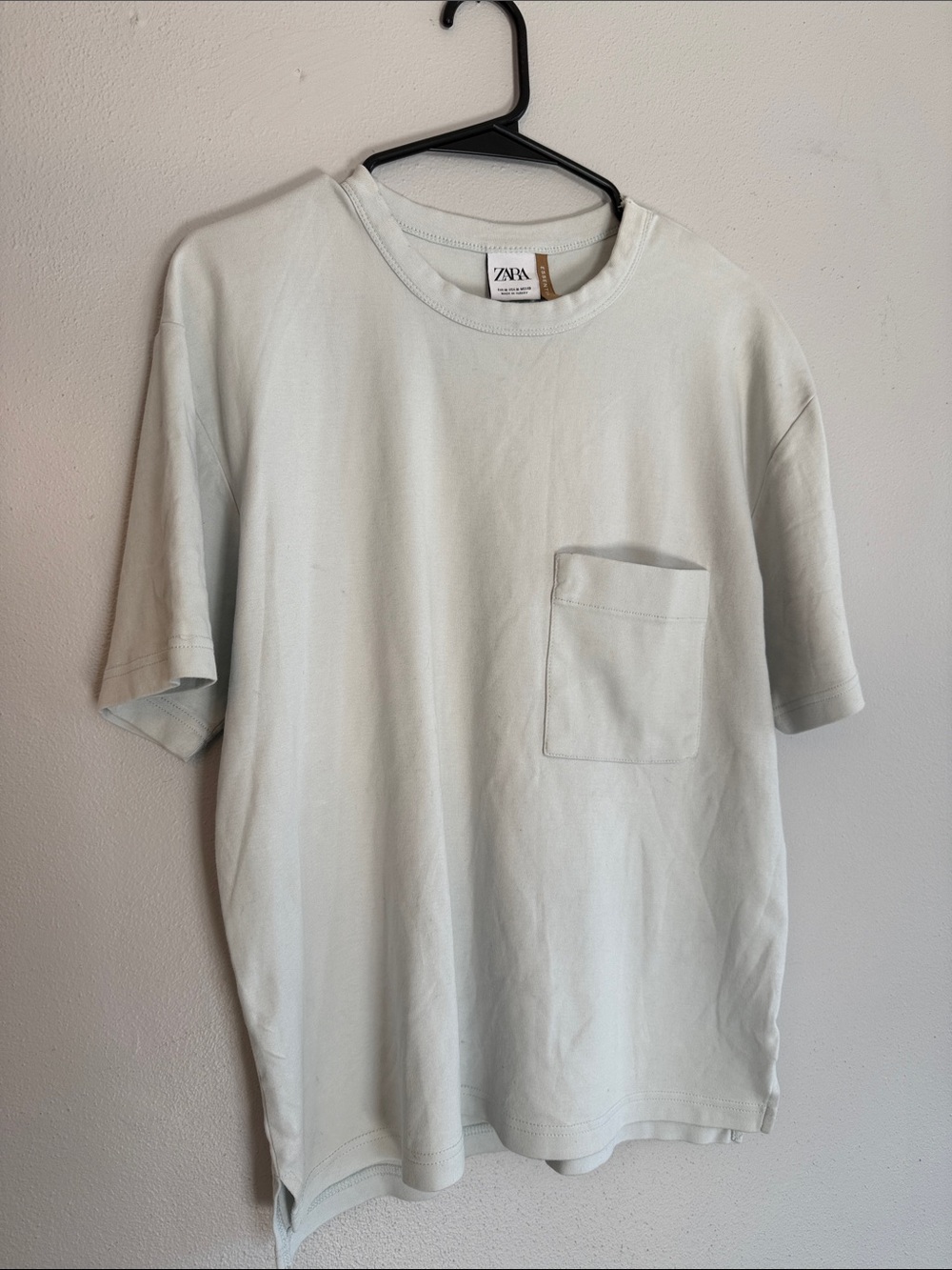 Zara Men's Pale Mint Pocket Tee 100% cotton - size M